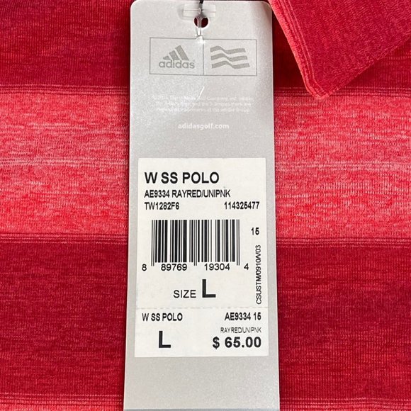 Adidas Striped Short Sleeve Polo Shirt NWT Sz L - Picture 8 of 10